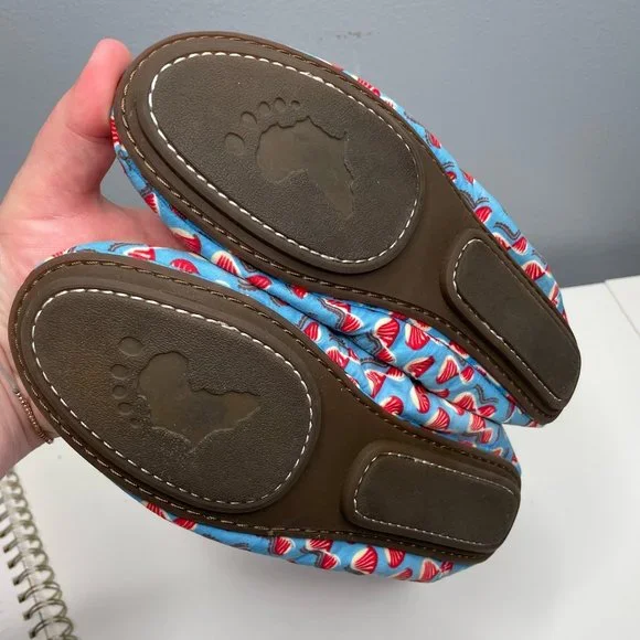 THANDO'S Blue/Red Akonmi Foldable Ballet Flats sz 7 - Picture 3 of 6